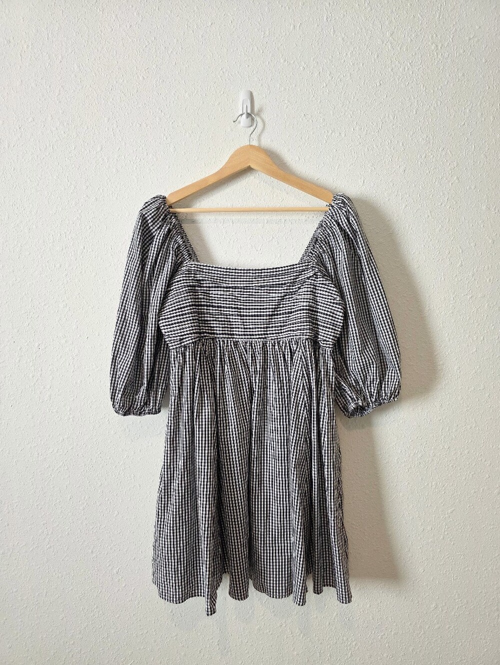 Abercrombie & Fitch Gingham Puff Sleeve Mini Dress L Tall